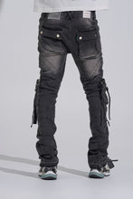 Load image into Gallery viewer, PHEELINGS "SHOOT FOR THE STARS" STACK CARGO DENIM (BLACK WASH)