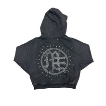 Load image into Gallery viewer, Mixed Emotion Eclipse’ Grey Acid Wash Rhinestone Hoodie &amp; Sweats