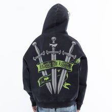 Load image into Gallery viewer, Wrathboy 3 Sword fullzip hoodie (Black)