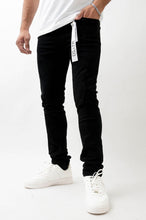 Load image into Gallery viewer, DZTR SUPER STRETCH SKINNY DENIM - JET BLACK RIPS