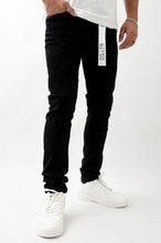 Load image into Gallery viewer, DZTR SUPER STRETCH SKINNY DENIM - JET BLACK RIPS