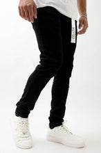 Load image into Gallery viewer, DZTR SUPER STRETCH SKINNY DENIM - JET BLACK RIPS