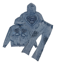 Load image into Gallery viewer, Gunzinii french terry hoodie set (Navy)