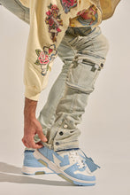 Load image into Gallery viewer, PHEELINGS "EMPOWERED ESSENCE" STACK CARGO DENIM (LIGHT BLUE)