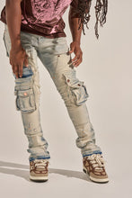 Load image into Gallery viewer, PHEELINGS "24/7" STACK CARGO DENIM (BLUE WASH)