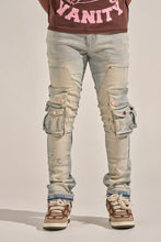 Load image into Gallery viewer, PHEELINGS "24/7" STACK CARGO DENIM (BLUE WASH)