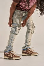 Load image into Gallery viewer, PHEELINGS "24/7" STACK CARGO DENIM (BLUE WASH)