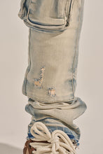 Load image into Gallery viewer, PHEELINGS "24/7" STACK CARGO DENIM (BLUE WASH)