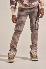 Load image into Gallery viewer, PHEELINGS "BUILT TO HEAL" CARGO STACK DENIM (FADED MAROON)