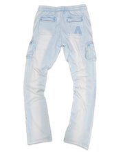 Load image into Gallery viewer, AOLOGNE STAND ALONE WASH STACKED CARGO JOGGERS (POWDER BLUE)