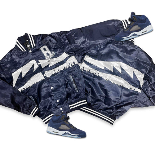 RETRO LABEL SATIN JACKET (RETRO 5 MIDNIGHT NAVY)