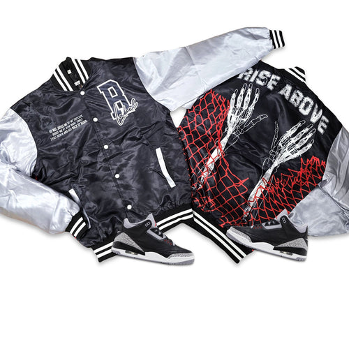 RETRO LABEL RISE ABOVE SATIN JACKET (RETRO 3 Retro OG Black Cement)