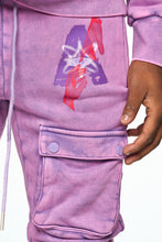 Load image into Gallery viewer, AOLOGNE NEVER ALONE LAVENDER STACK JOGGERS (LAVENDER)