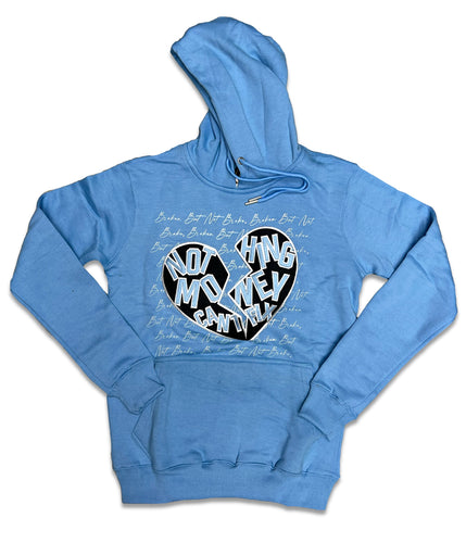 RETRO LABEL Broken but not Broke HOODIE (RETRO 5 UNC UNIVERSITY BLUE)