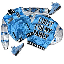 Load image into Gallery viewer, RETRO LABEL I do it for my Family JACKET (RETRO 5 UNC UNIVERSITY BLUE)