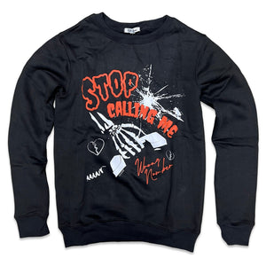 RETRO LABEL STOP CALLING CREWNECK (BLACK)