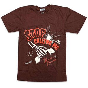 RETRO LABEL STOP CALLING SHIRT (BROWN)