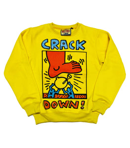Retro Label Crack Down Crewneck (Yellow)