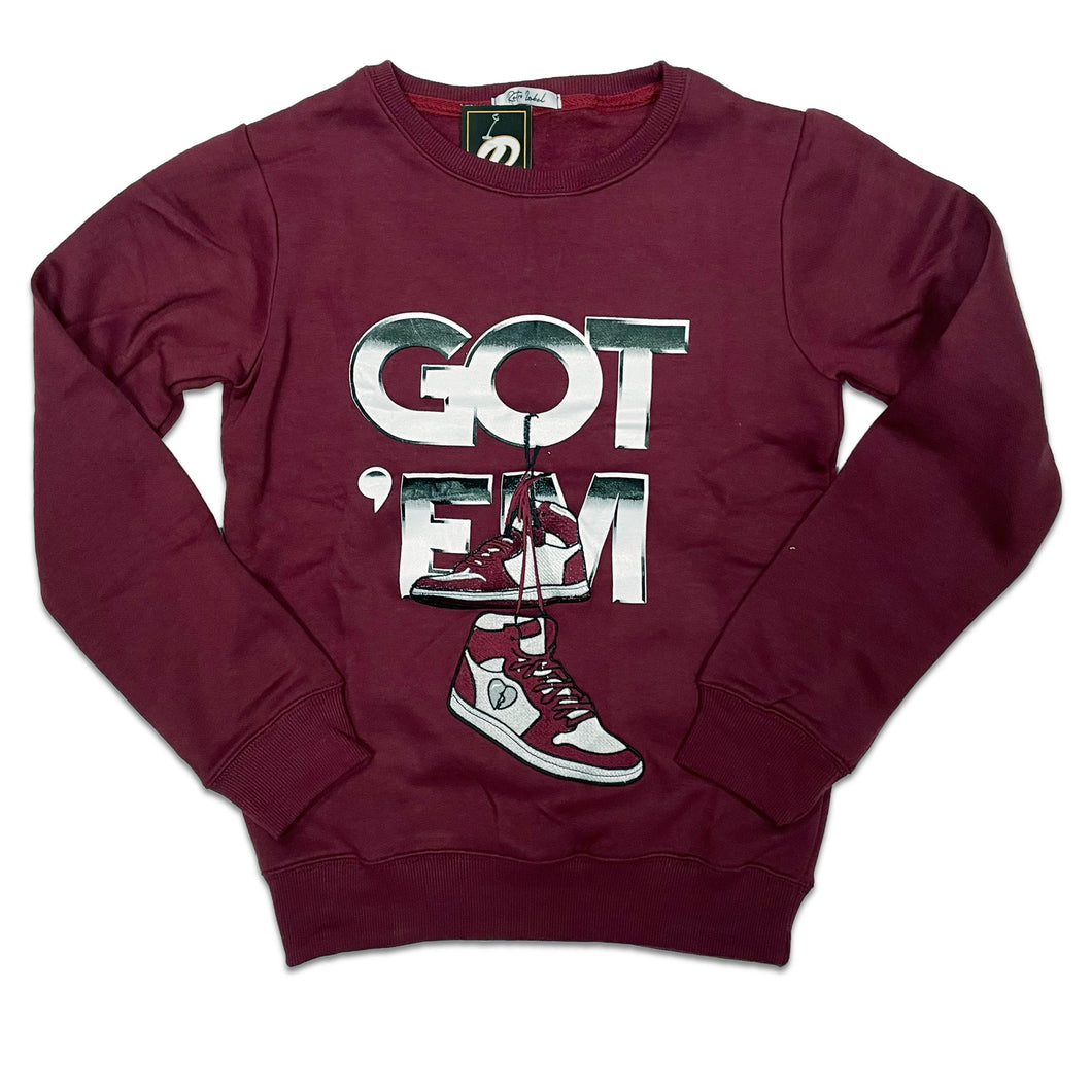 RETRO LABEL GOT'EM CREWNECK (RETRO 1 BORDEAUX)