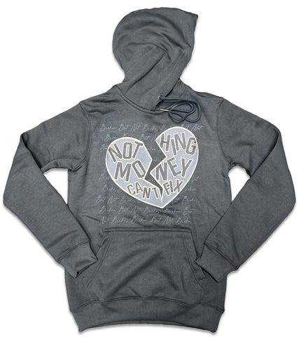 RETRO LABEL Broken but not Broke HOODIE (RETRO 4'S Craft Photon Dust)