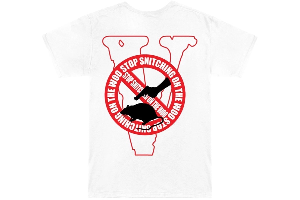 Vlone Stop Snitching Shirt (White/Red)