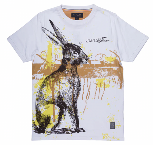 A Tiziano Cassidy | Men's Graphic Print Crew Neck Tee (White)