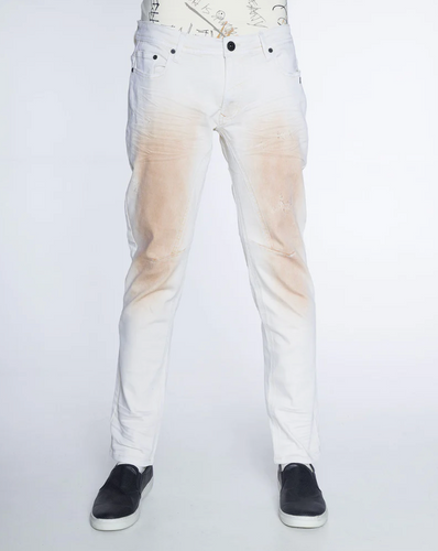 A Tiziano Tristan | Men's Stretch Twill Jeans With Stains (Creme)