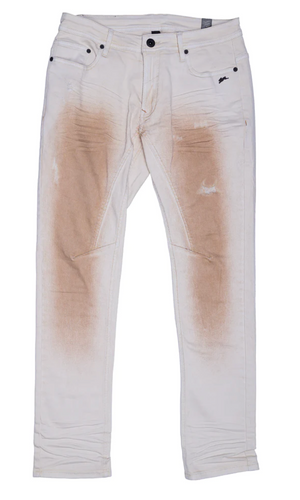 A Tiziano Tristan | Men's Stretch Twill Jeans With Stains (Creme)