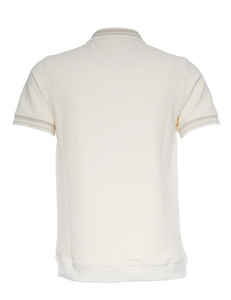 A TIZIANO Easton | Quilted Jacquard Knit Polo (Creme)