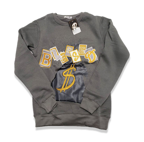 Retro Label Blessed Crewneck (Retro 3 Cool Grey)