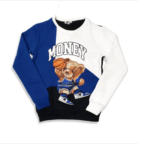 Retro Label Money Bear Crewneck (Retro 1 KO Storm Blue)