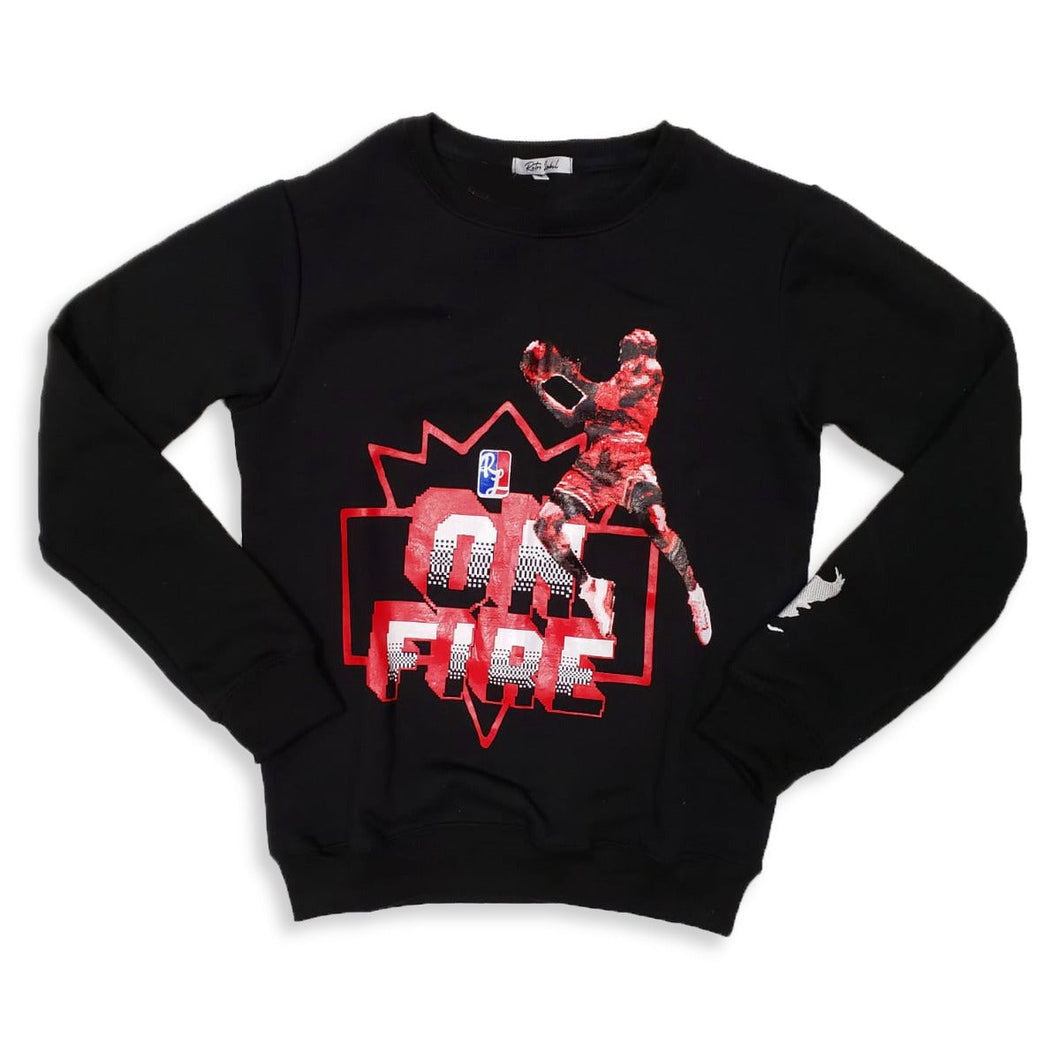 RETRO LABEL ON FIRE CREWNECK (RETRO 4 RED THUNDER)