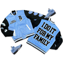 Load image into Gallery viewer, RETRO LABEL FAMILY VARSITY JACKET (RETRO 5 UNC UNIVERSITY BLUE)