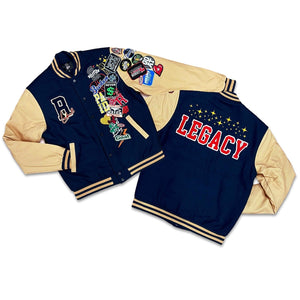 RETRO LABEL LEGACY VARSITY JACKET (NAVY)