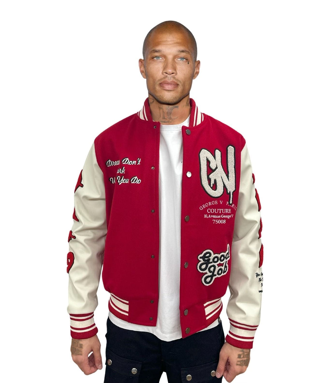 George V Paris Varsity Jacket (RED/WHITE)