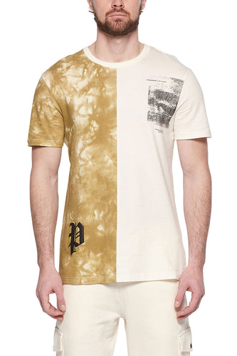 Eleven Paris Knit Tie Dye Block Short Sleeve Crewneck T-Shirt (FENNEL SEED TIE DYE BLOCK)