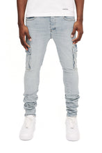 Load image into Gallery viewer, Purple Brand Skinny Cargo Blue Stone (LT INDIGO)