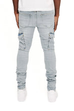 Load image into Gallery viewer, Purple Brand Skinny Cargo Blue Stone (LT INDIGO)