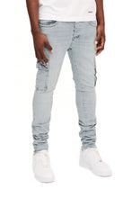 Load image into Gallery viewer, Purple Brand Skinny Cargo Blue Stone (LT INDIGO)