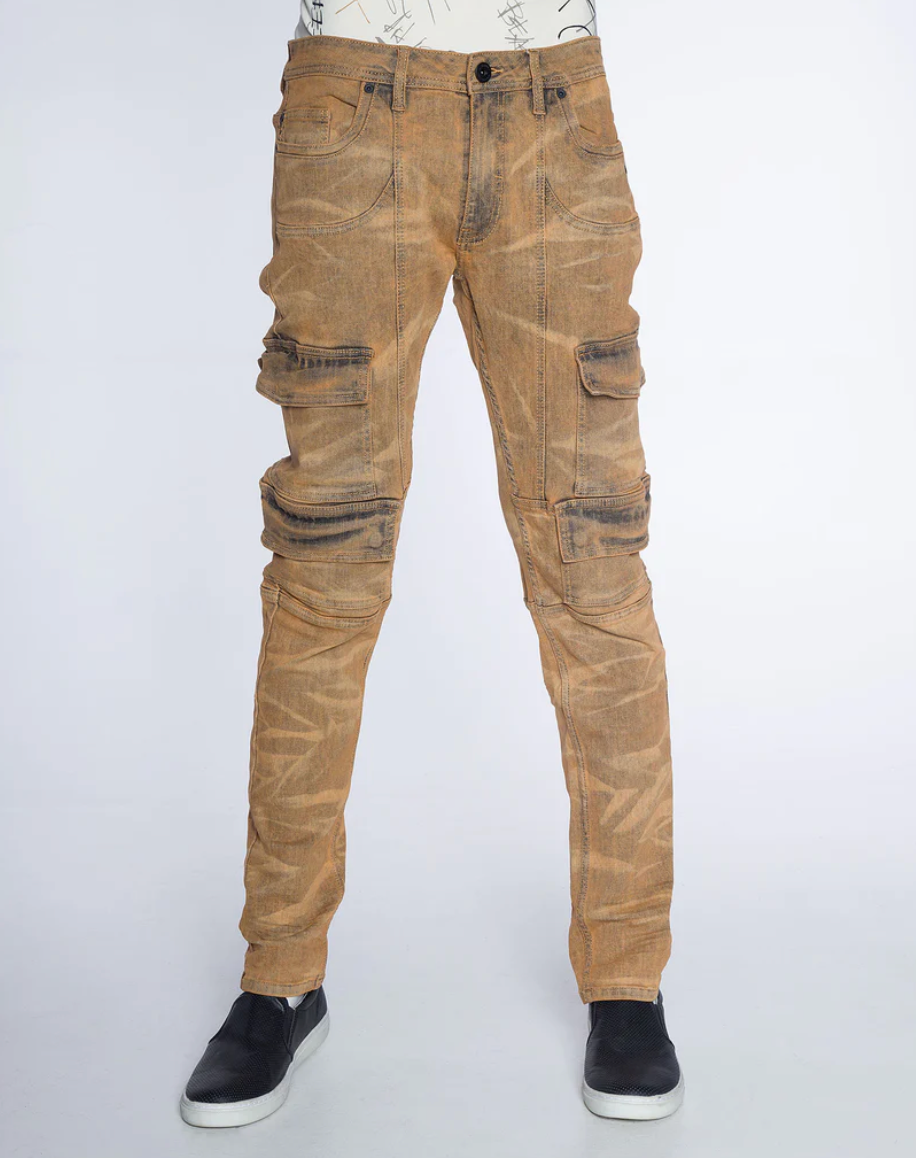 A Tiziano Tyler | Men's Stretch Twill Jean With Stains (Dijon)